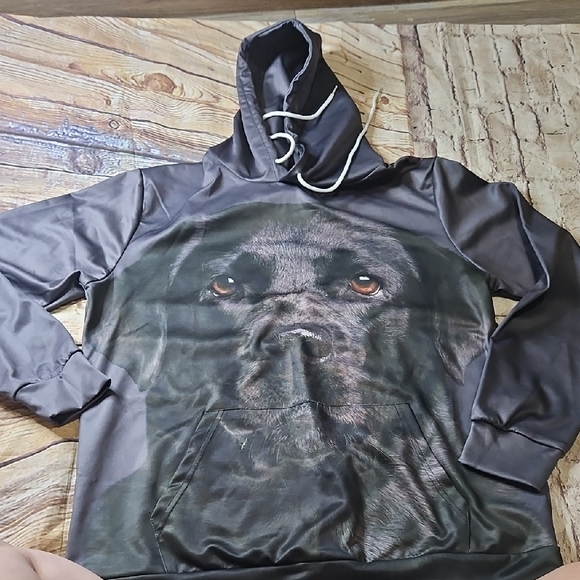 Source Unknown Tops - Black Lab - Adult Unisex Lightweight Hoodie Size Small